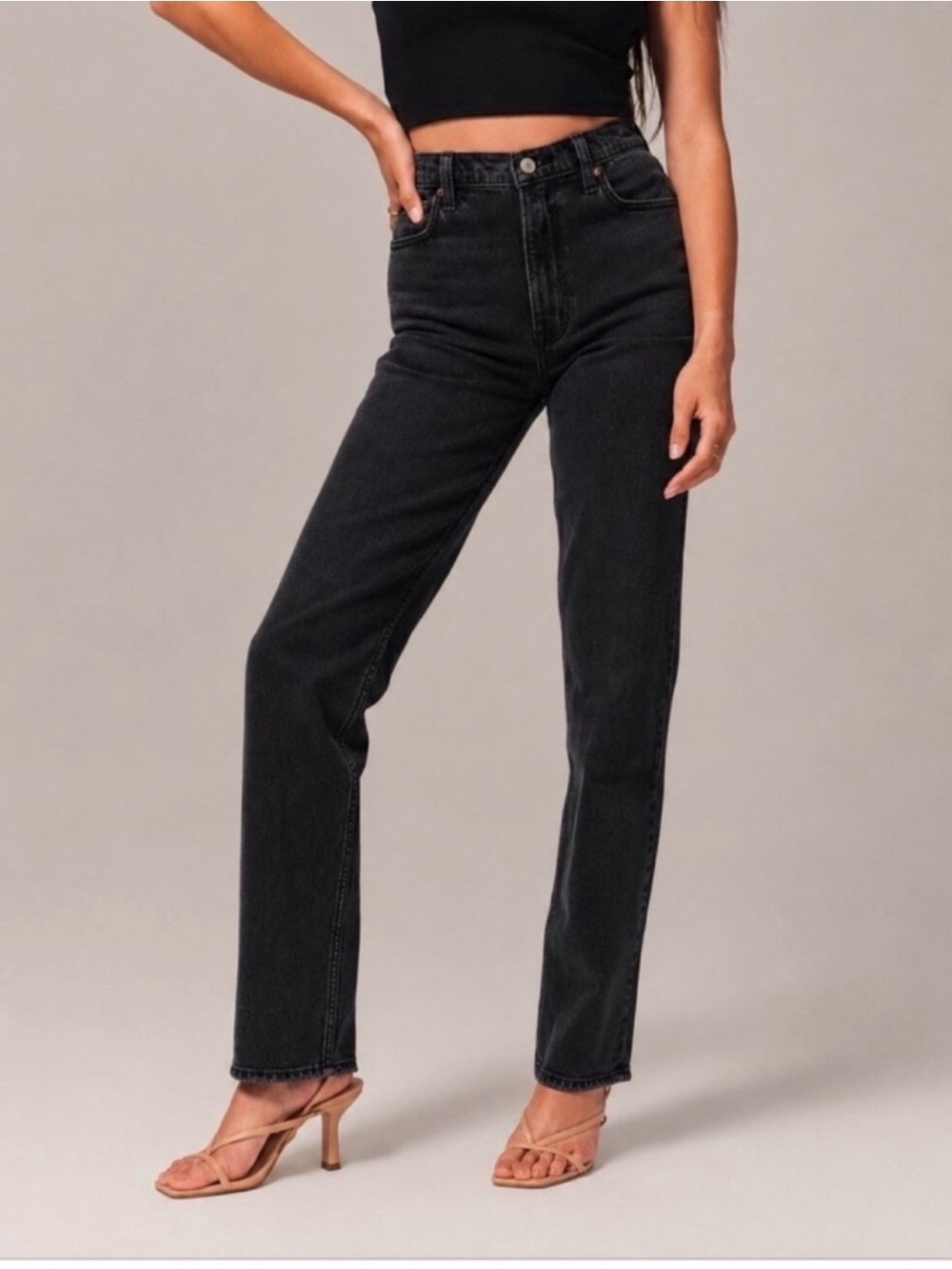 Abercrombie & Fitch Black CURVE LOVE The 90s Straight High Rise Jeans 29 NWY Vtg